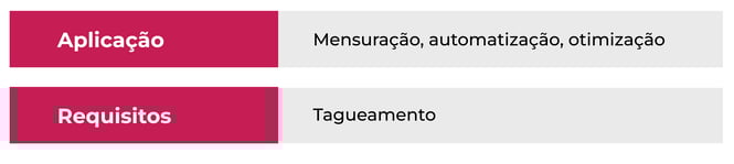Enhanced Conversion 2: box que mostra a aplicação: mensuração, automatização e otimização. E os requisitos: tagueamento.